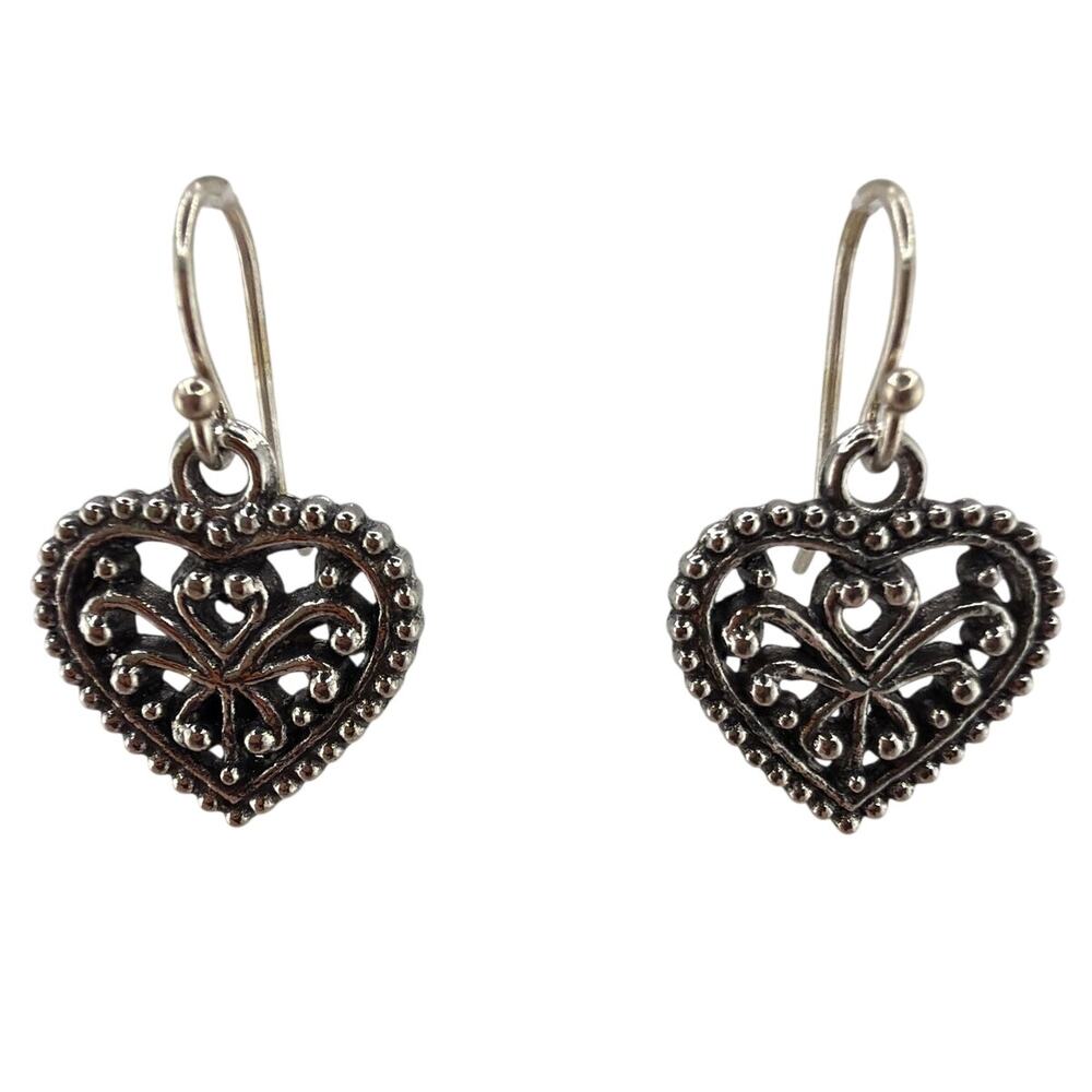 Artisan Handcrafted Filigree Heart Dangle Earrings